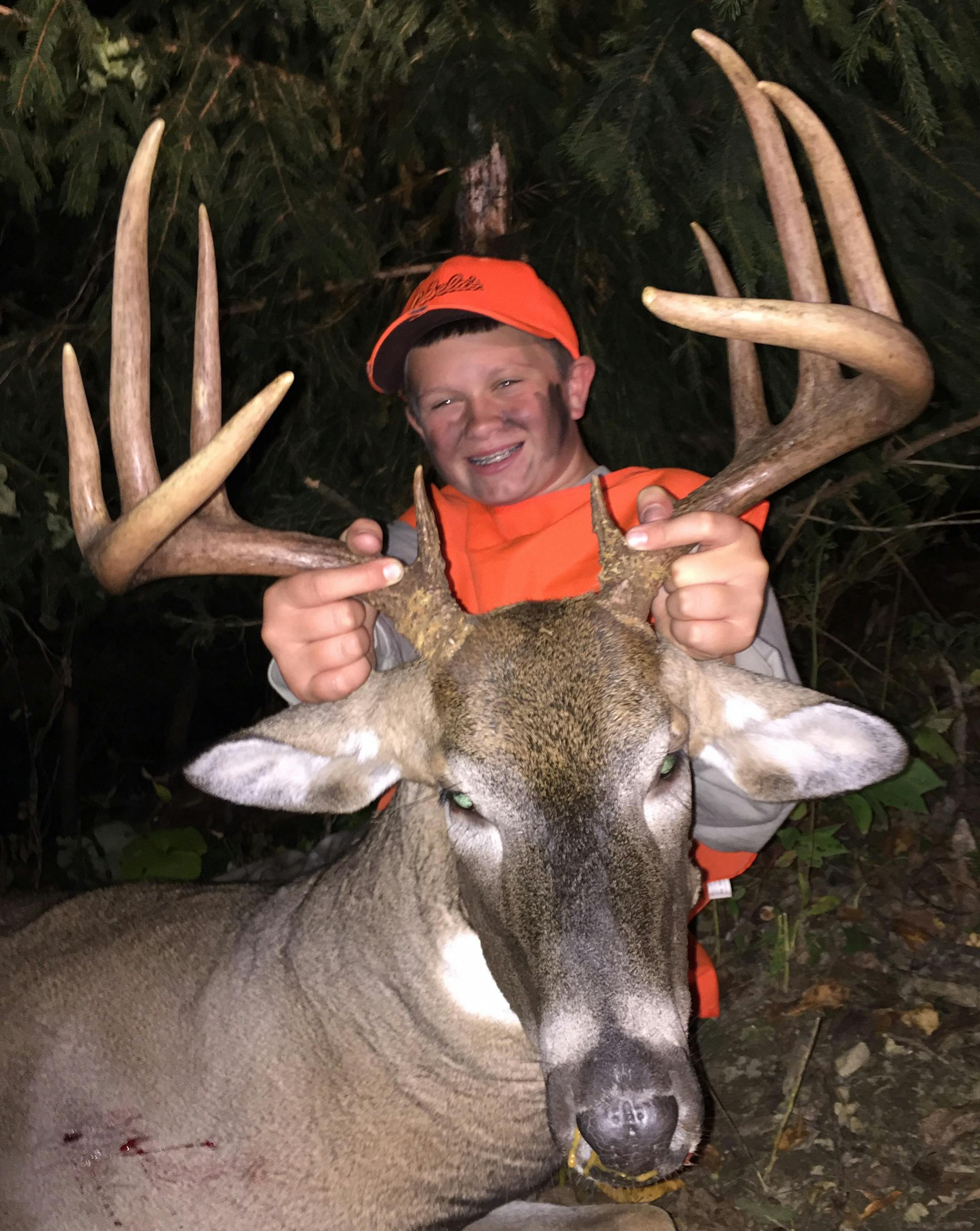 Monty Wilson of River Falls, Wis., with a 10-pointer taken in Buffalo County, Wis.