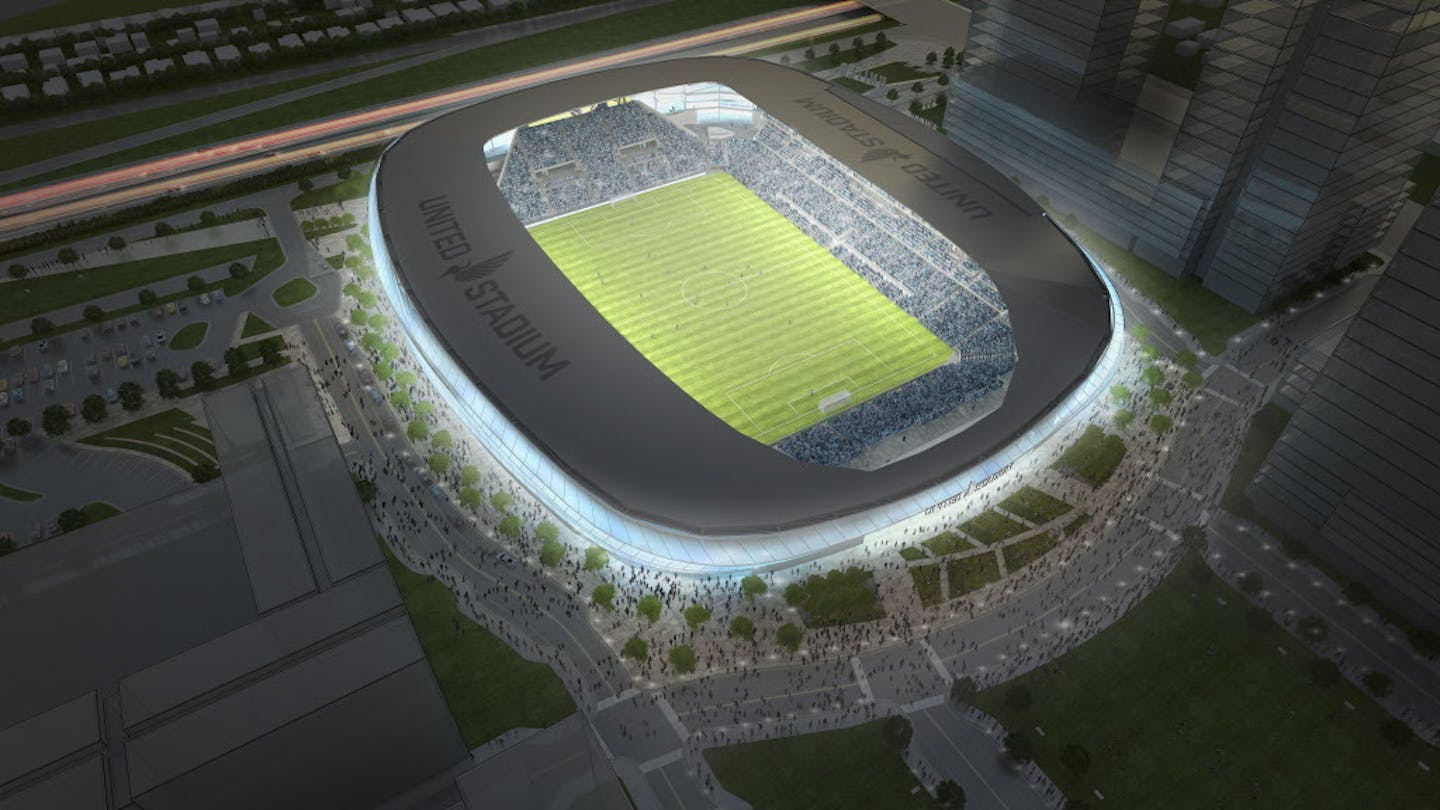 Rendering of the Minnesota United soccer stadium in St. Paul.