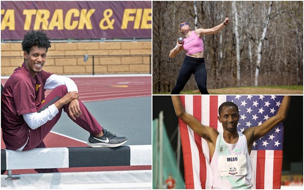 Among the Minnesotans at the U.S. Olympic trials are steeplechase runner Obsa Ali (left), shot putter Maggie Ewen and distance runner Hassan Mead.