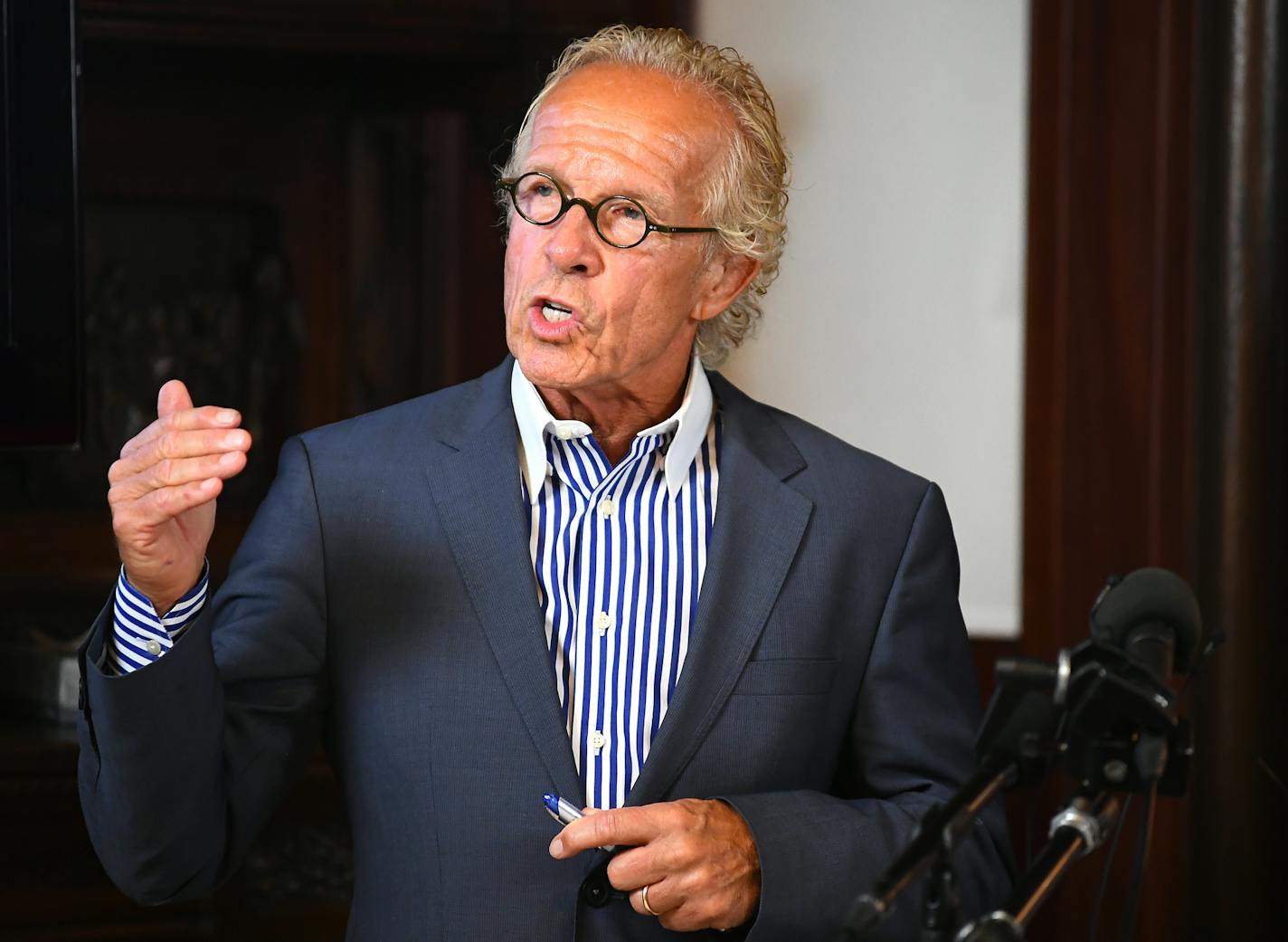 Attorney Jeff Anderson speaks during a news conference Wednesday, July 20, 2016, in St. Paul, Minn. Anderson, a prominent attorney for victims of clergy abuse, accused the Vatican of interfering in the investigation of a Minnesota archbishop during the news conference. (Aaron Lavinsky/Star Tribune via AP)