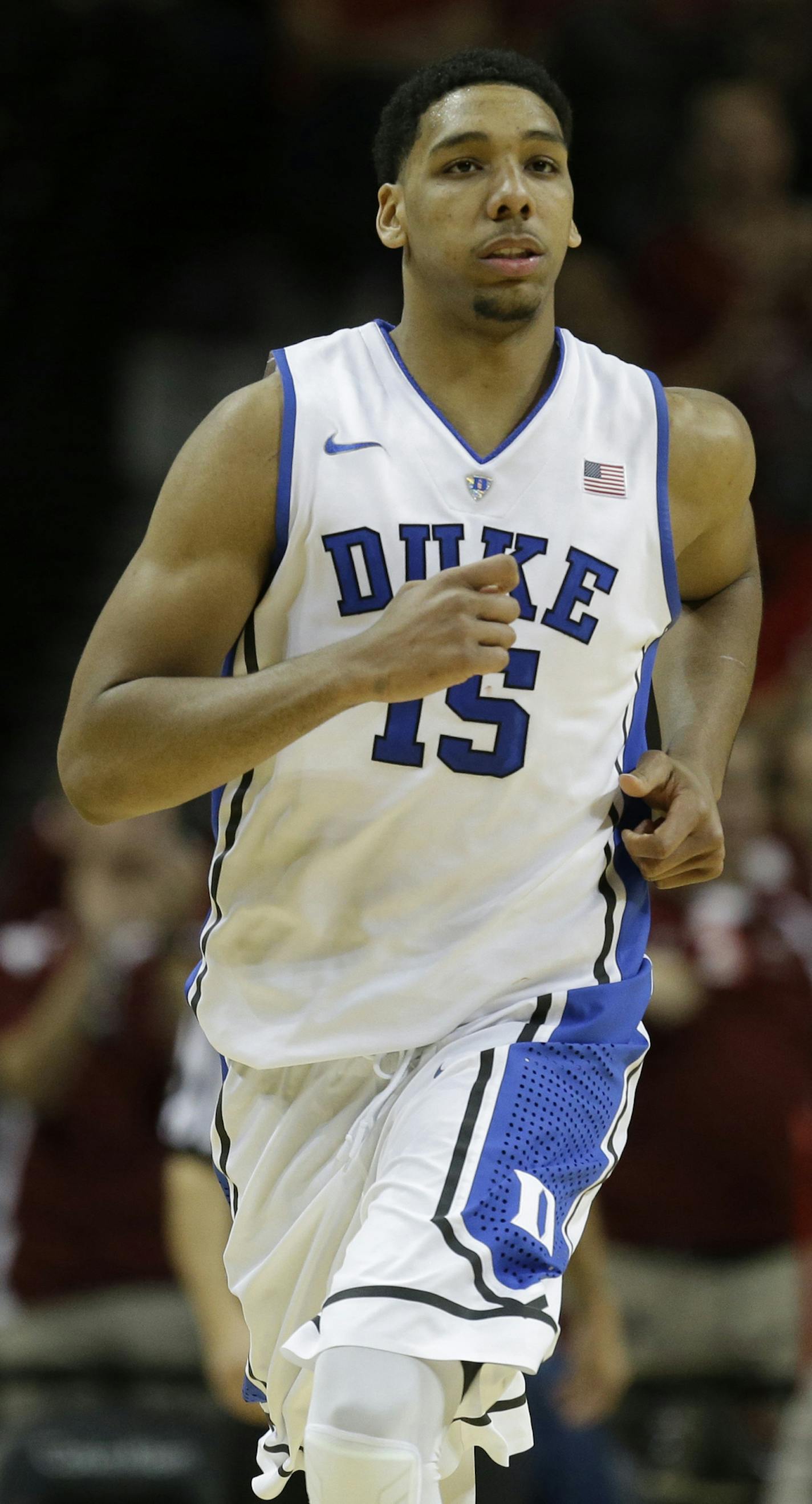 Duke's Jahlil Okafor during the second half of a NCAA college basketball game against Temple in New York, Friday, Nov. 21, 2014. Duke defeated Temple 74-54. (AP Photo/Seth Wenig) ORG XMIT: NYSW115