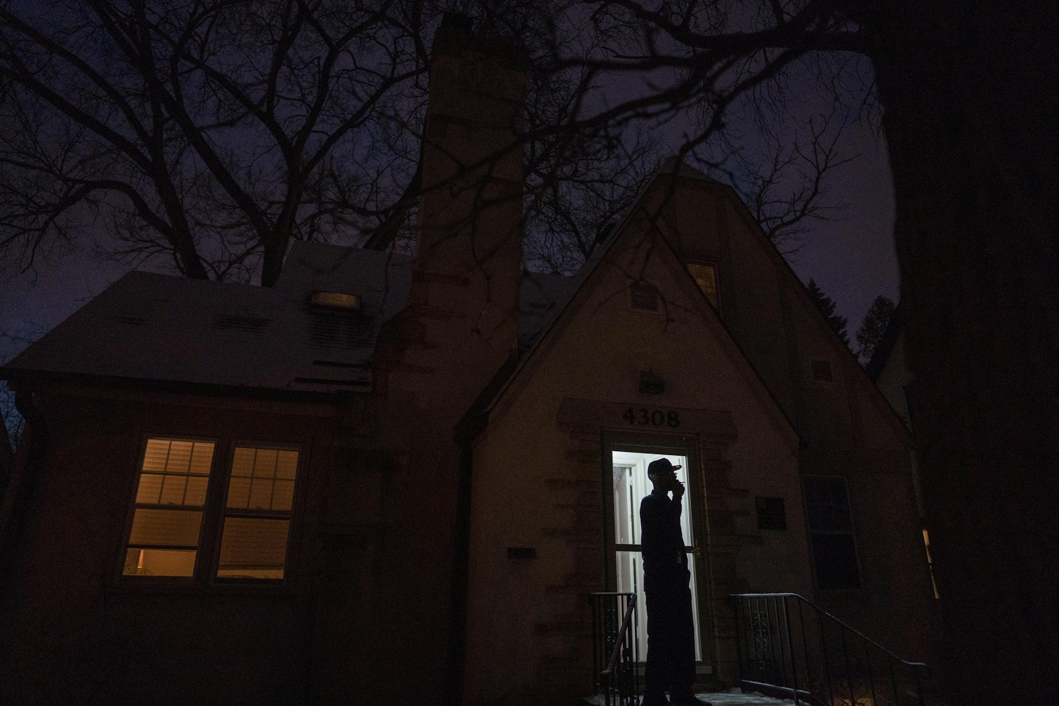 Donald Belle smoked outside of a transitional shelter operated by the Minnesota Assistance Council on Veterans (MACV). , 2019 in Minneapolis, MN.