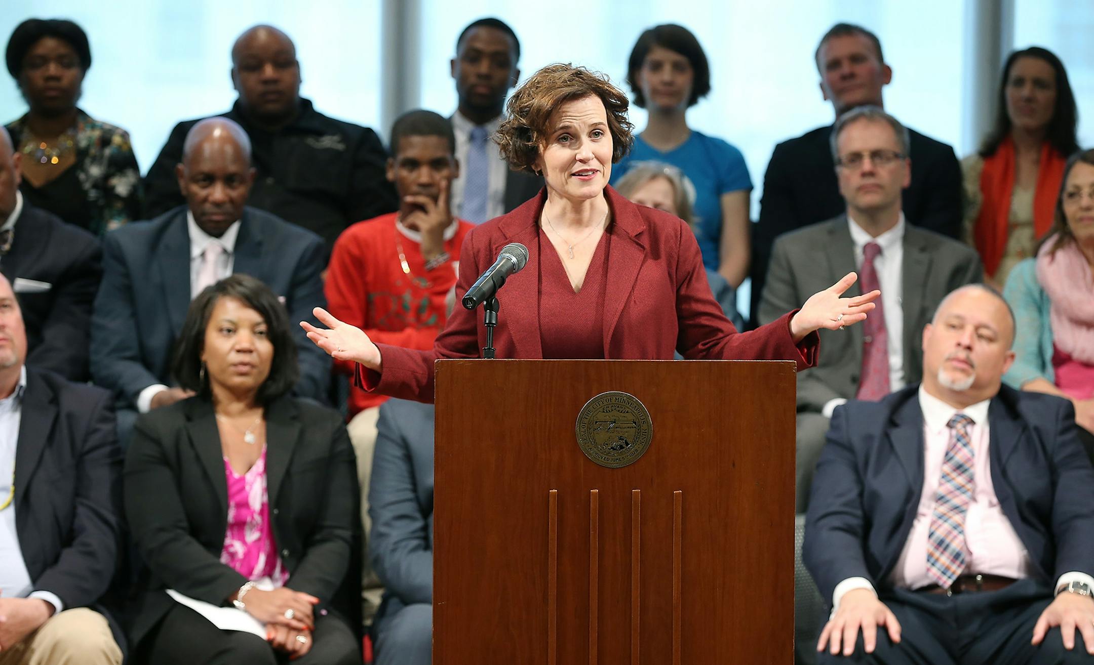 Minneapolis Mayor Betsy Hodges delivered her 2016 State of the City Address at the MacPhail Center for Music, Tuesday, May 17, 2016 in Minneapolis, MN.