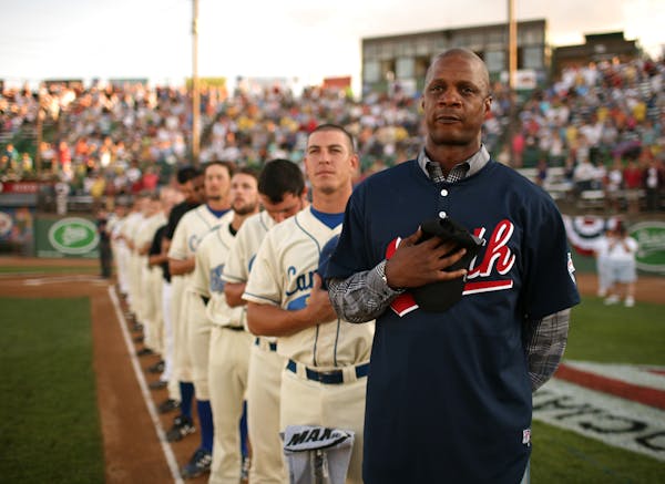 Darryl Strawberry was honored before the American Association All-Star Game in St. {Paul in 2008.