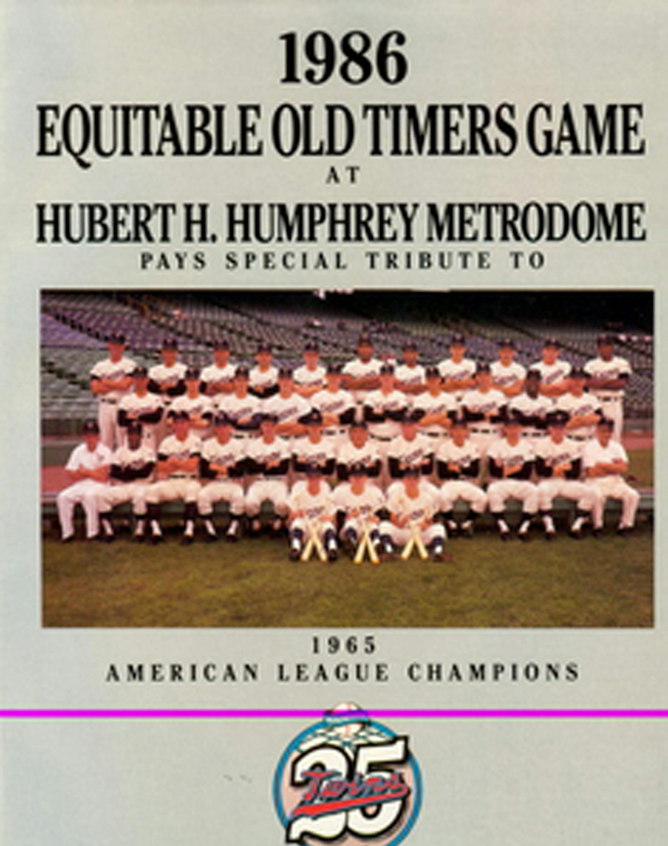old timers game program from twins 1986 game at metrodome