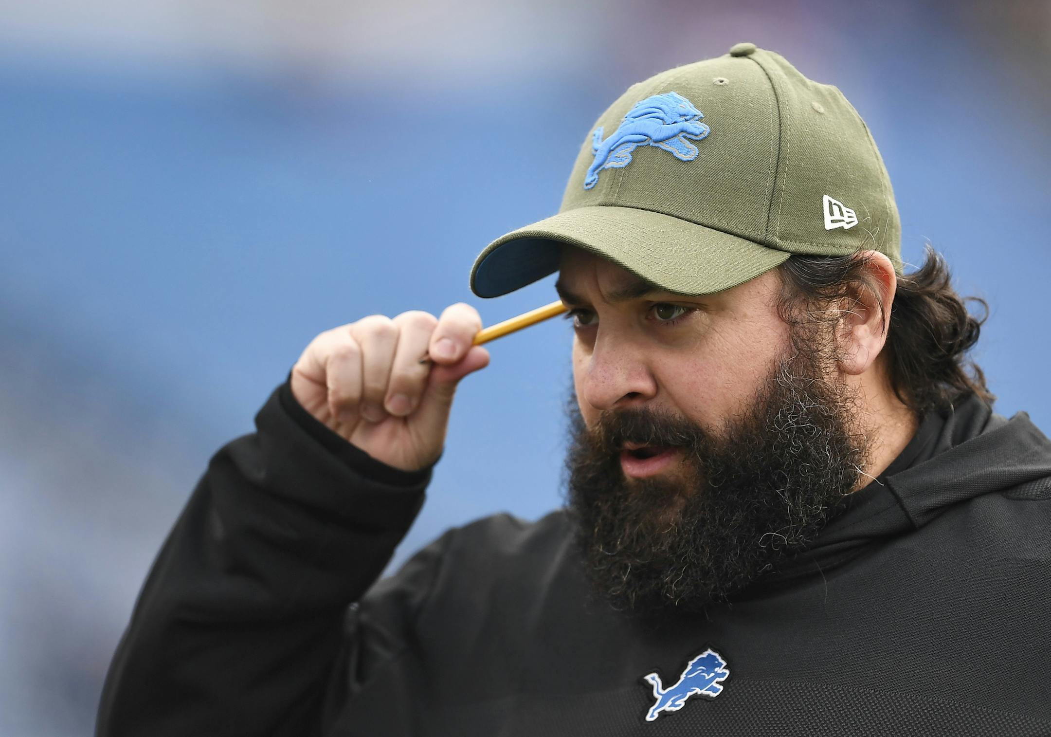Detroit Lions head coach Matt Patricia watches before an NFL football game against the Buffalo Bills, Sunday, Dec. 16, 2018, in Orchard Park, N.Y. (AP Photo/Adrian Kraus)