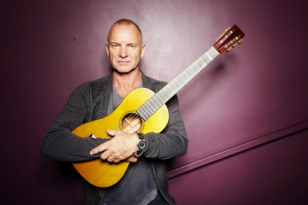 FILE - In this Sept. 26, 2013, file photo, Sting poses for a portrait at The Public Theater in New York. Producers said Wednesday, Feb. 12, 2014, that