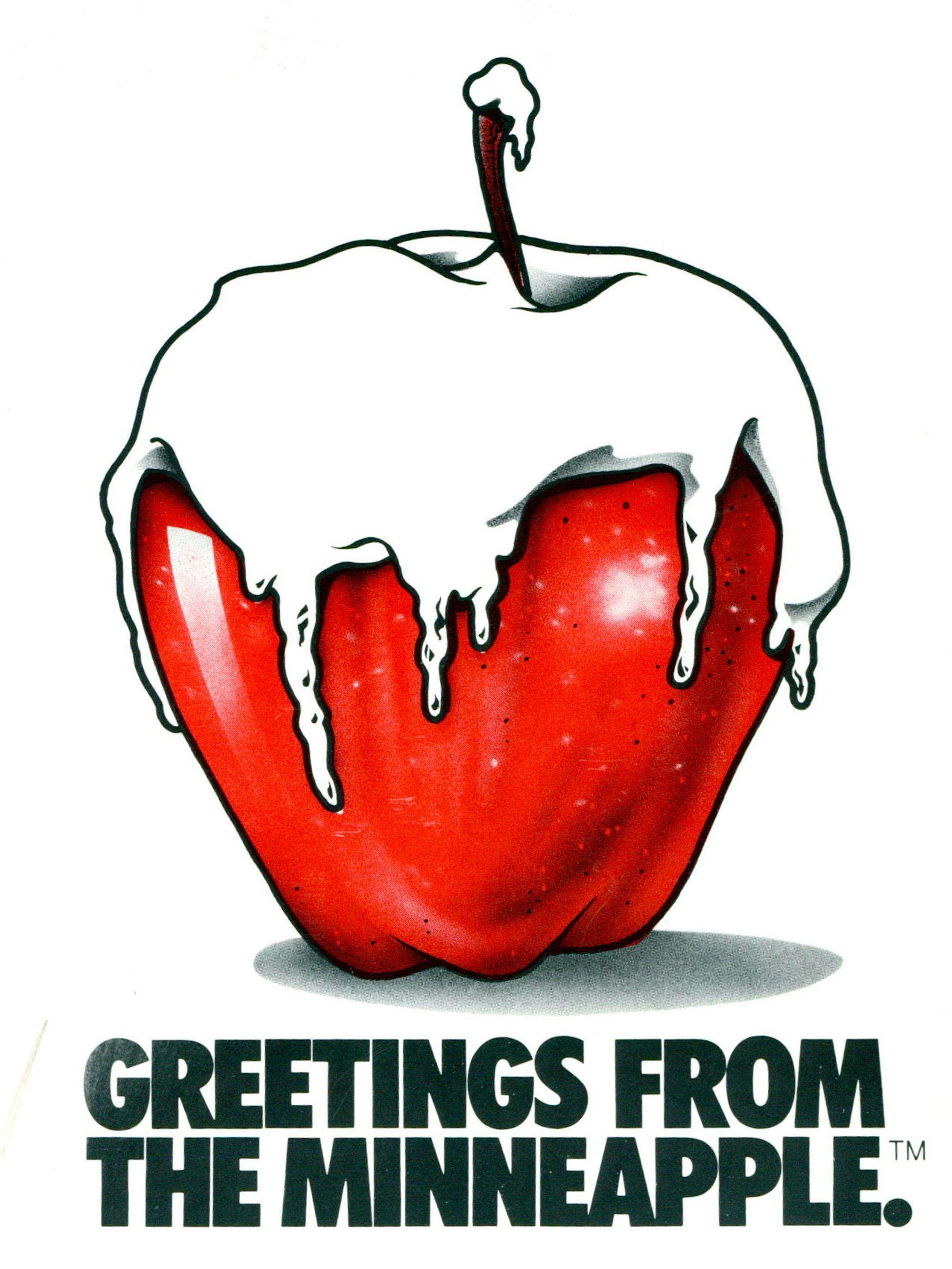 April 2, 1982 GREETINGS FROM MINEAPPLE - The people who made Minneapolis the Red Carpet City plan to inaugurate a new promotional gimmick before the old one has a chance to become matted. The Greater Minneapolis Chamber of Commerce has embarked upon a new ad campaign that hails the city as the Minneapple, a concept already found on T-shirts and coffee mugs about town. The idea, of course, is to highlight the already sharp contrast between Minneapolis and New York City.