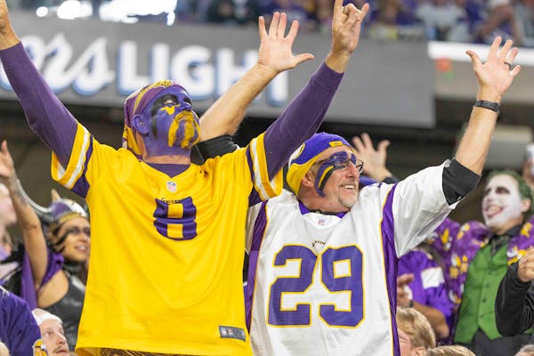 Vikings fans celebrated during the team’s last home game against the 49ers.