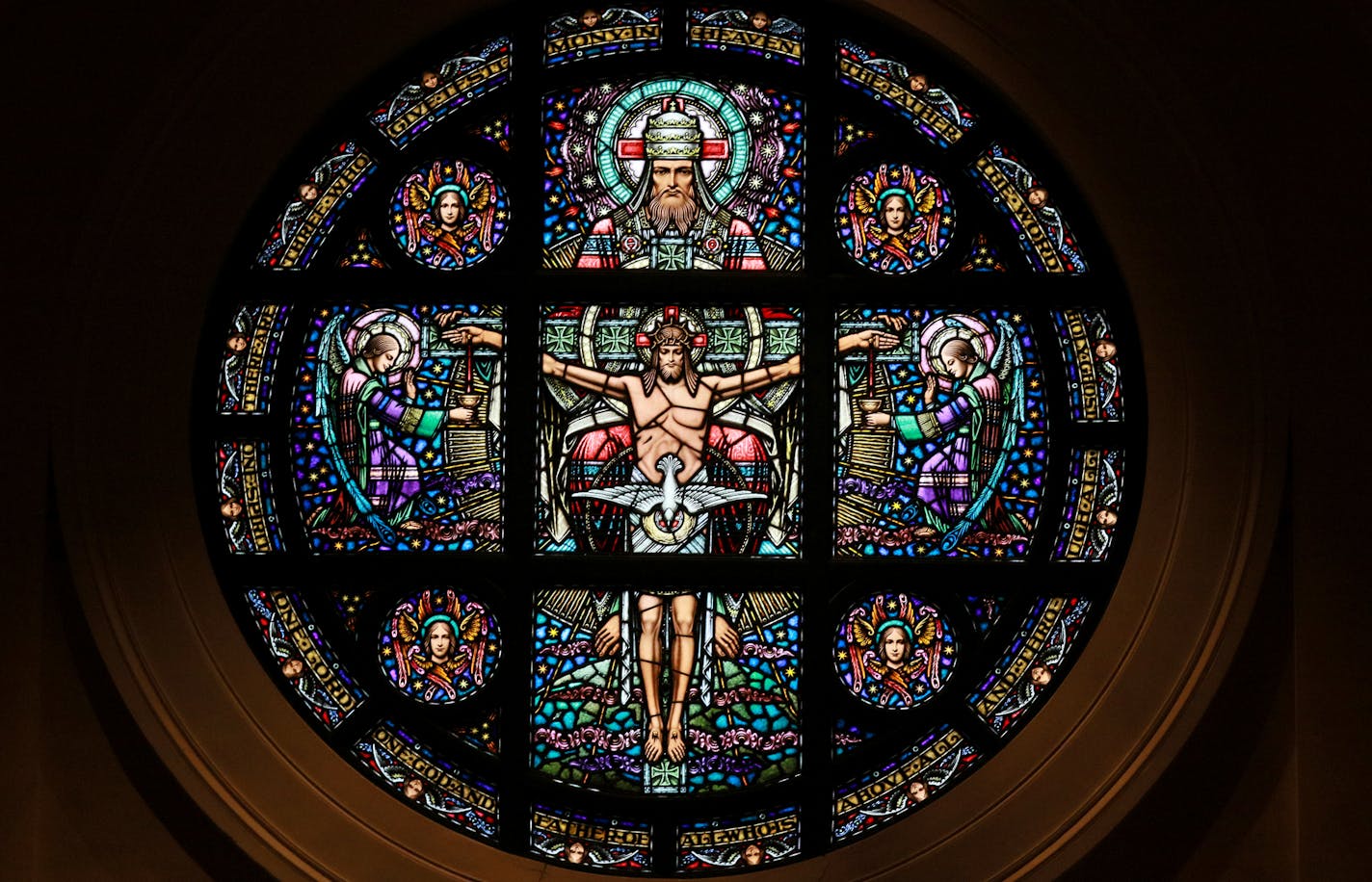 A stained glass panel in the Chapel of St. Thomas Aquinas on the University of St. Thomas campus. DAVID JOLES &#x2022; david.joles@startribune.com