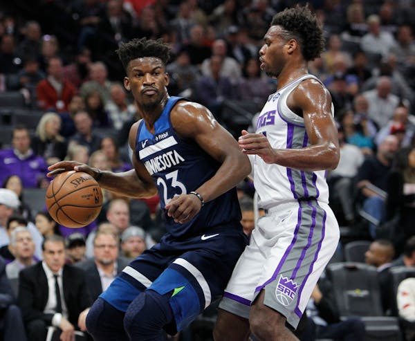 Timberwolves guard Jimmy Butler played 41 minutes Friday night in Sacramento, and was traded to Philadelphia on Saturday morning.