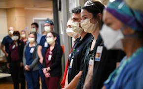 ICU health care workers at the M Health Fairview University of Minnesota Medical Center in Minneapolis.