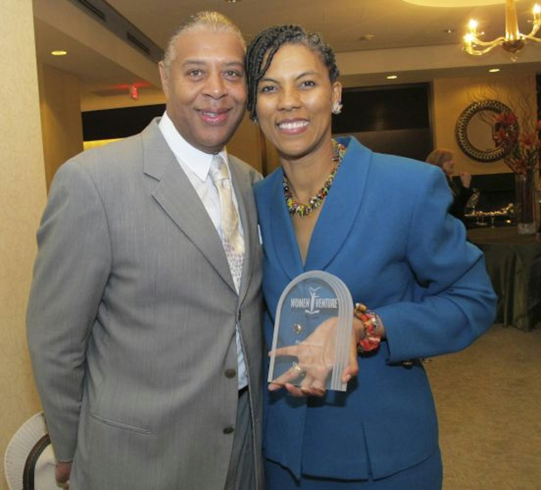 Shane Price and Verna Cornelia Price, PhD, who won the Pioneer Award.