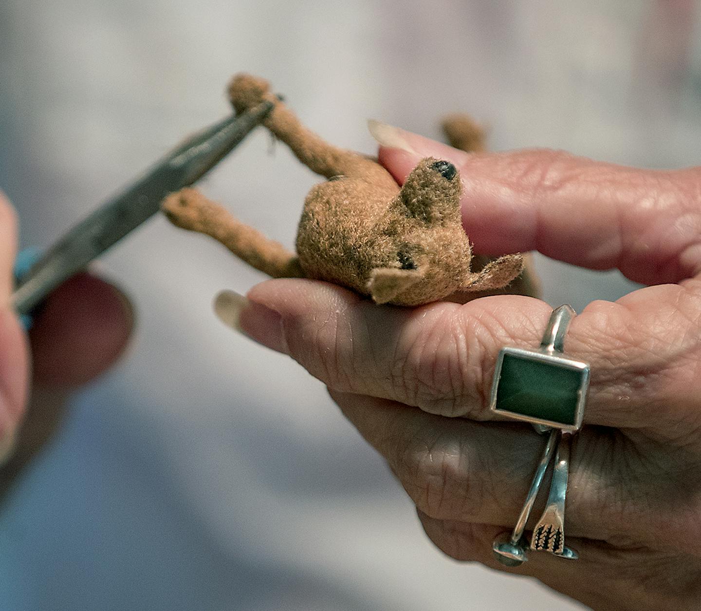 Lucy Francis worked on creating a miniature replica of a dog from an order at her home, Monday, August 6, 2018 in Hastings, MN. The Hastings woman makes a living making tiny, highly realistic, fiber sculptures of dogs. After more than 20 years at it, she's a bit of a star in world of miniature artists, with her pieces selling for $300 to $2,400 each, and some ending up in the hands of celebrities like Martha Stewart and Shirley MacLaine. ] ELIZABETH FLORES &#xef; liz.flores@startribune.com