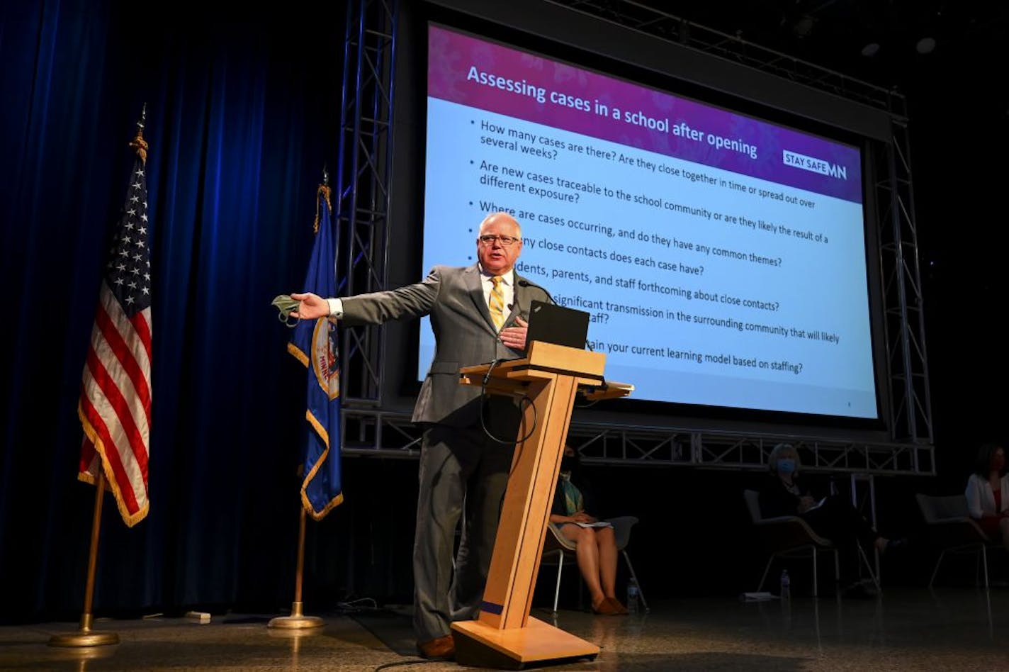 At a July news conference, Minnesota Gov. Tim Walz announced the learning plan for Minnesota schools for the 2020-21 school year.