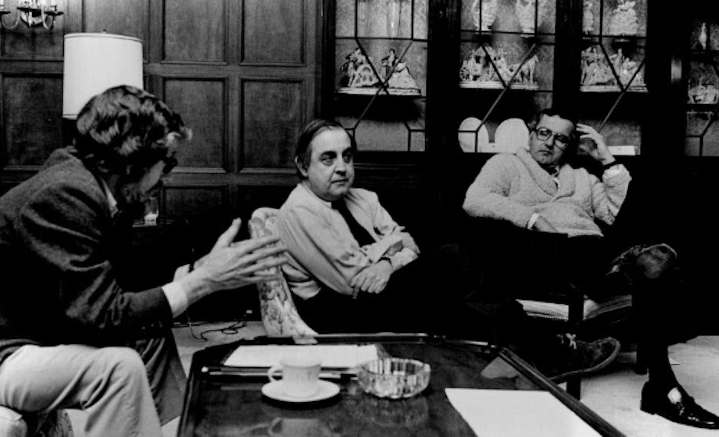 Serving as both a historian and unofficial adviser, Hy Berman, center, discussed water issues in 1977 with Gov. Rudy Perpich, right, and Peter Vanderpoel, an aide to the governor. Berman, who died four years ago, offers one more valuable state history lesson in a lively, insightful and posthumously published memoir.