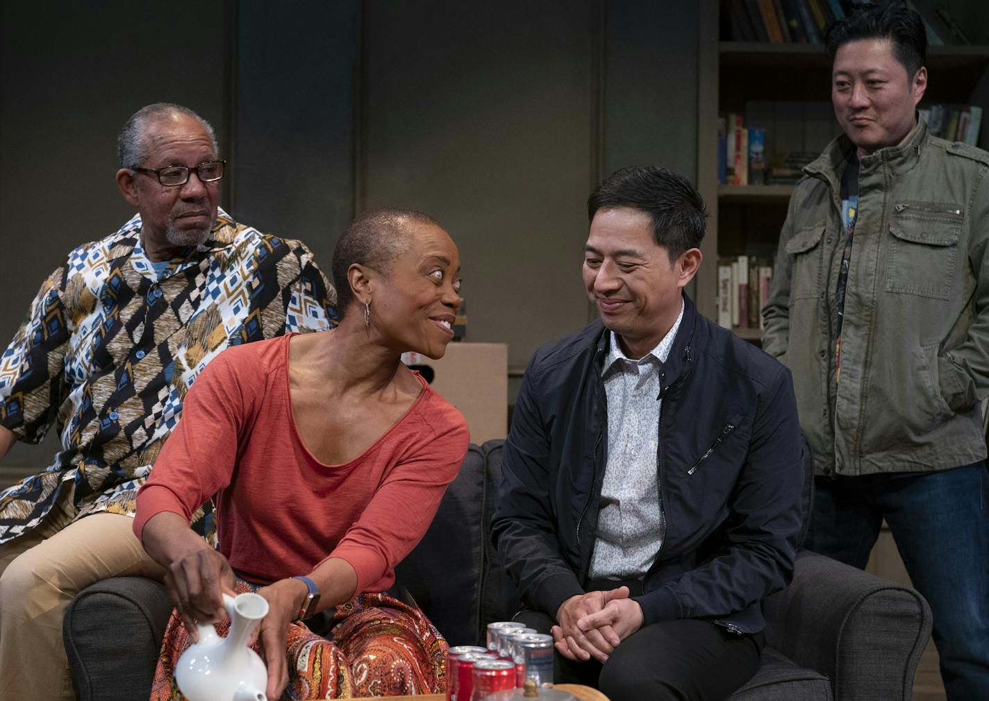 Delia, as played by Regina Marie Williams, offers tea to Max, played by Sherwin Resurreccion in a scene from "The Brothers Paranormal." With them were James Craven as Felix, left, and Kurt Kwan as Visarut, right. ] JEFF WHEELER &#x2022; jeff.wheeler@startribune.com The production of "The Brothers Paranormal" that premieres Tuesday at Penumbra was supposed to make a big statement about collaboration between two of the state's most noteworthy theater companies. But then the leader of one of those