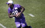 Minnesota Vikings running back Adrian Peterson (28) during the morning practice.