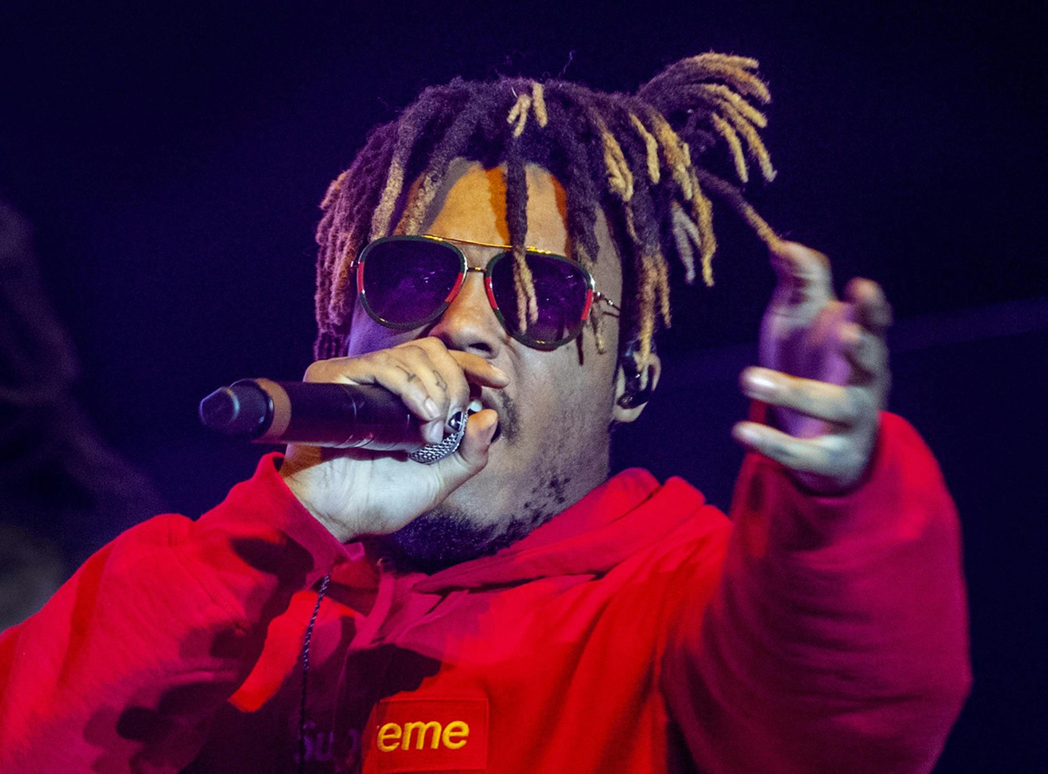 Juice Wrld performs at Dodger Stadium in Los Angeles on November 9, 2019. (Allen J. Schaben/Los Angeles Times/TNS) ORG XMIT: 1719963