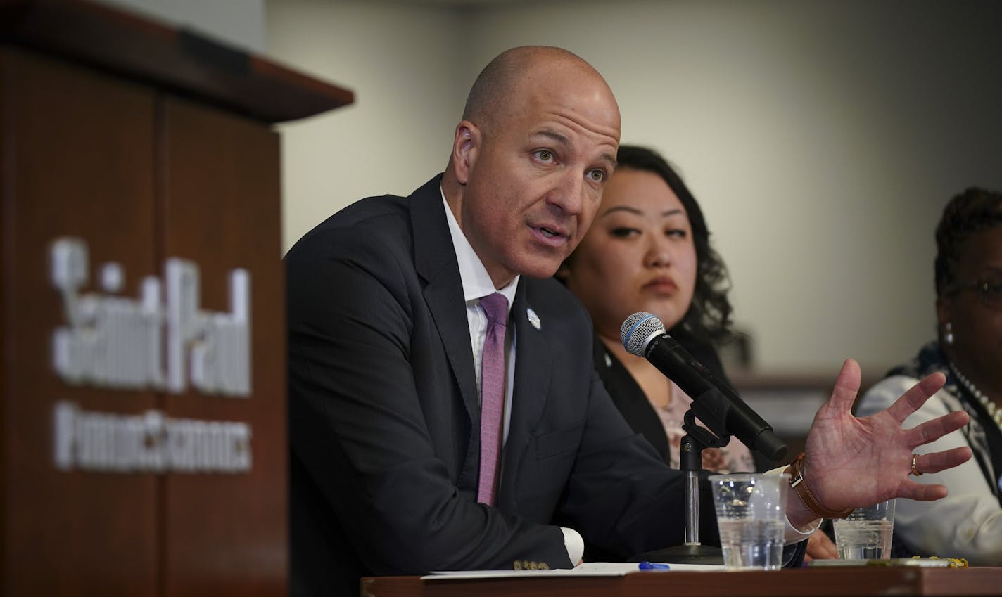 St. Paul Public Schools Superintendent Joe Gothard answered a question at the news conference. Seated next to him was Marny Xiong, Board of Education Chair ] JEFF WHEELER &#x2022; Jeff.Wheeler@startribune.com St. Paul Public Schools officials, including Superintendent Joe Gothard, outlined plans for how the district would react in the event of a strike by teachers at a news conference Wednesday afternoon, February 26, 2020 at district headquarters in St. Paul.