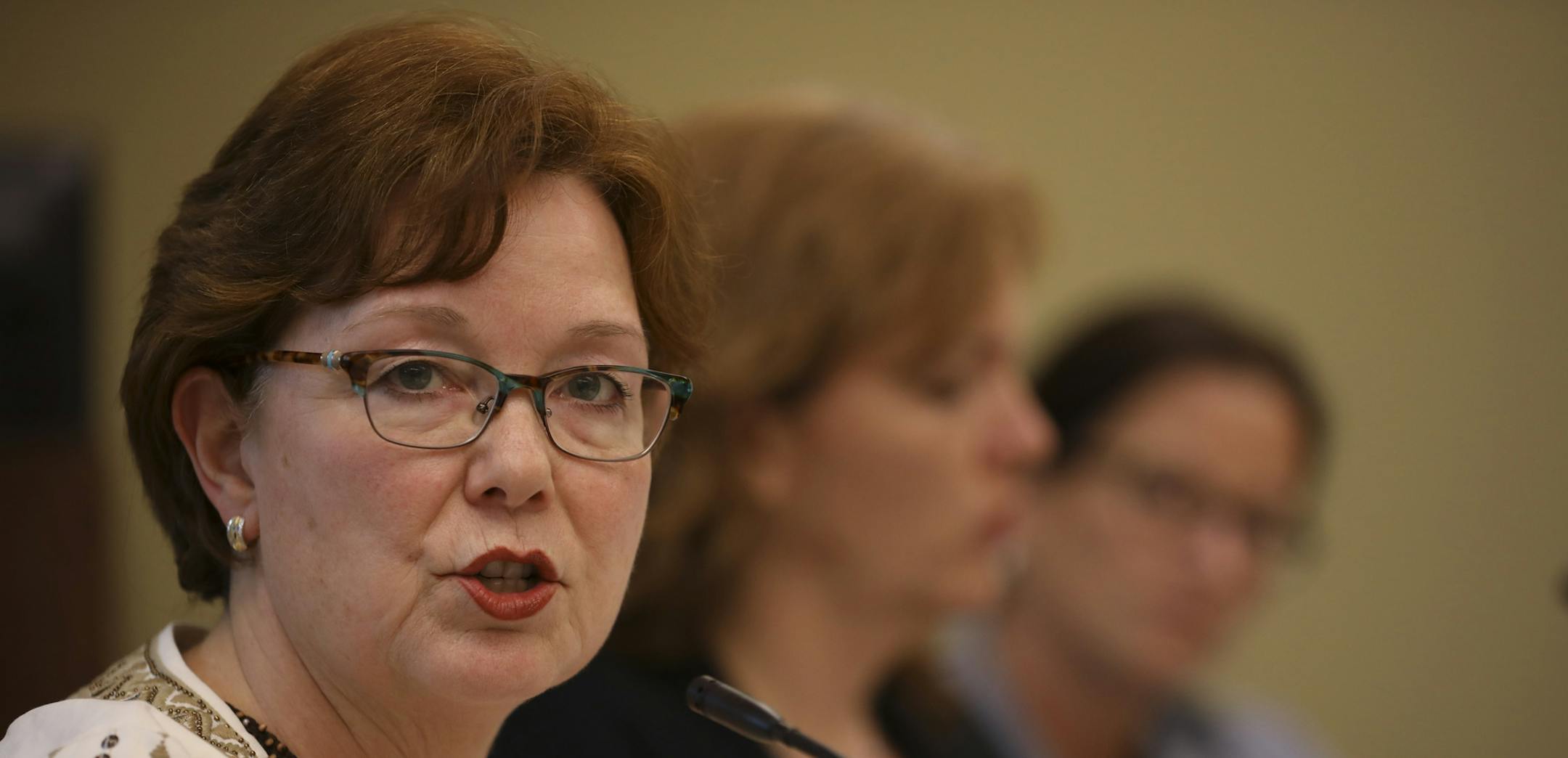 Former Richfield Mayor Debbie Goettel, currently a Hennepin County Commissioner, spoke to the work session about assistance the county can offer to the City of Richfield. ] JEFF WHEELER ï jeff.wheeler@startribune.com As it faces a low income housing crisis, the City of Richfield is exploring what options it has to protect the housing it has. Recent apartment complexes have been sold to developers who upgrade them out of the reach of the city's lower income residents. The city council held a