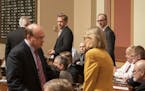 Republican House Minority Leader Kurt Daudt came onto the House floor Monday to talk with other Republican legislators and House Speaker Melissa Hortm