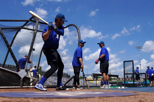 Players took batting practice during the St. Paul Saints practice Friday at CHS Field. ] ANTHONY SOUFFLE • anthony.souffle@startribune.com The St. P
