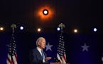 Democratic presidential nominee Joe Biden speaks in Wilmington, Del., Nov. 6, 2020. Biden, joined by his wife, Jill, and his running mate, Sen. Kamala
