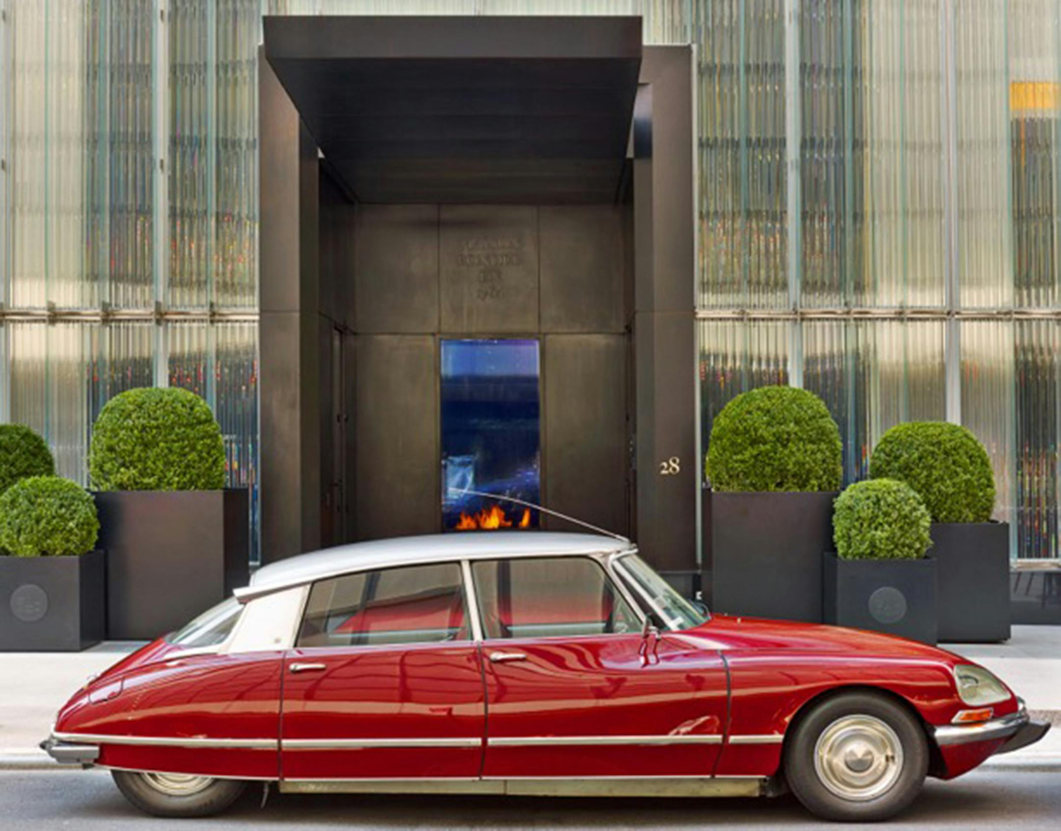 A vintage Citroen DS19 convertible available for rent parked in front of the Le Meridien Beach Plaza Hotel in Monte Carlo. (George Hobica)