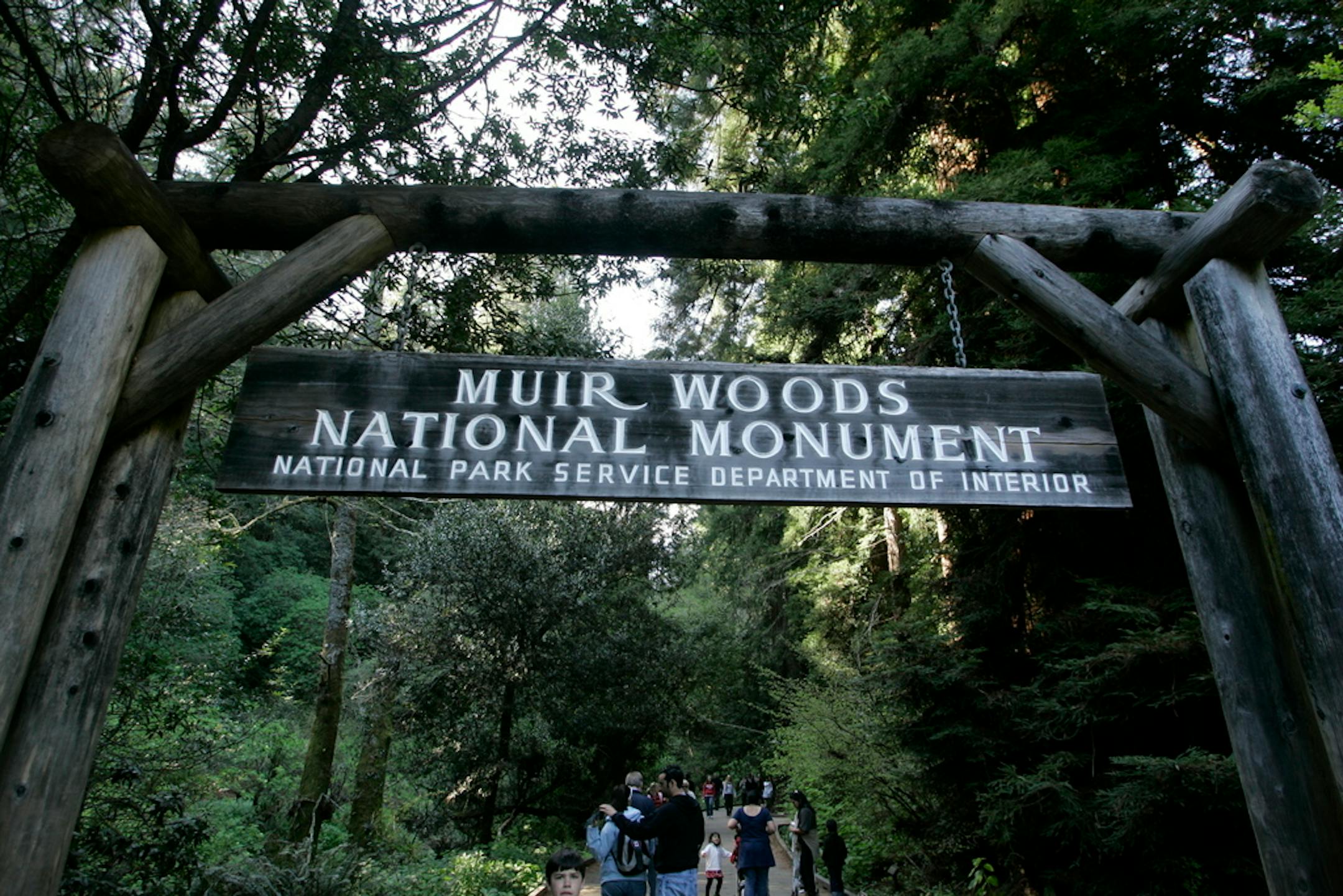 The entrance to the Muir Woods National Monument in Marin County, Calif.