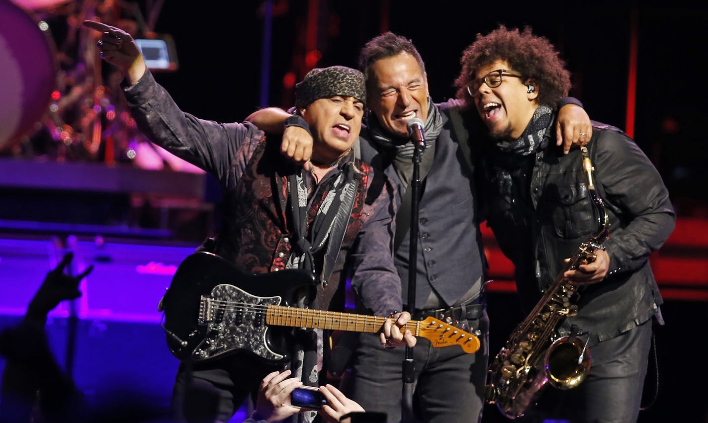 At the Xcel Center, Bruce Springsteen performed the River Album alongside guitarist Steven Van Zandt and sax man Jake Clemons.] Richard Tsong-Taatarii/rtsong-taatarii@startribune.com