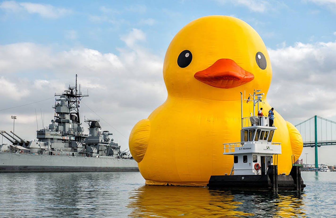 The World's Largest Rubber Duck, seen here at a previous stop, is visiting Duluth along with the tall ships.