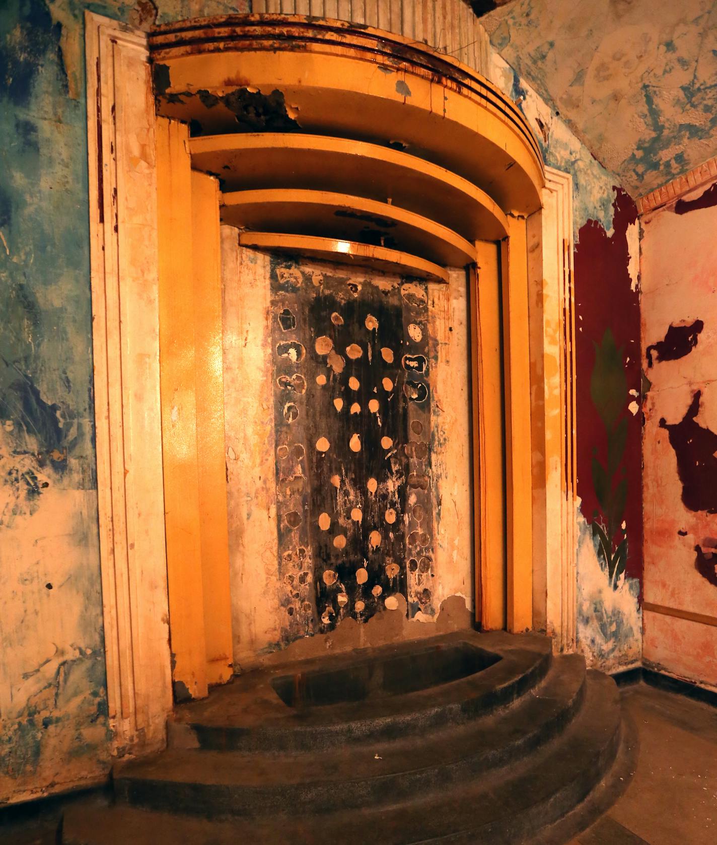 The lobby in the long-shuttered Hollywood Theater in Northeast Minneapolis featured mirrord walls and a waterfall. Andrew Volna, a local businessman, will lead the tour. He's spearheading an effort to rehab the structure.] Photographed on 7/15/14. Bruce Bisping/Star Tribune bbisping@startribune.com Andrew Volna/source.