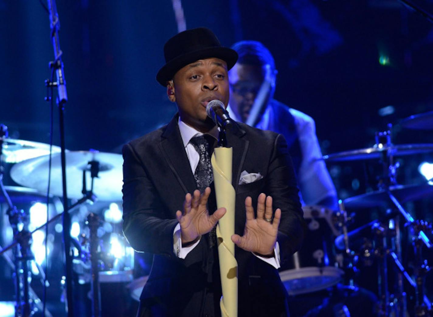 Stokley Williams and Mint Condition, including drummer Brandon Commodore, perform two songs for Monday night's BET Honors. / Courtesy BET