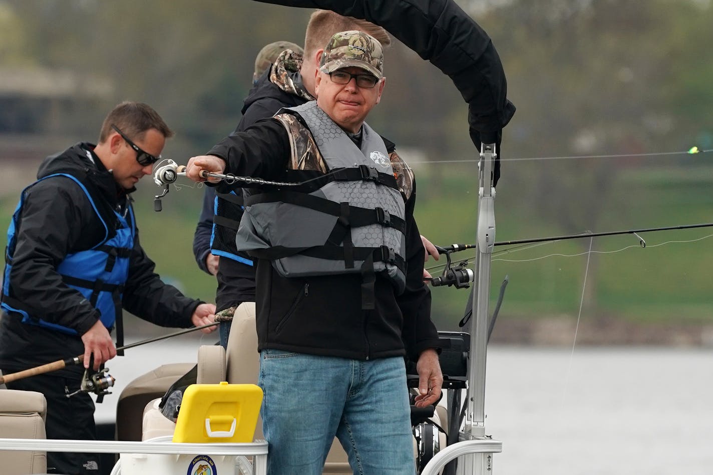 Gov. Tim Walz cast a line on Fountain Lake in Albert Lea during the 2019 Fishing Opener.