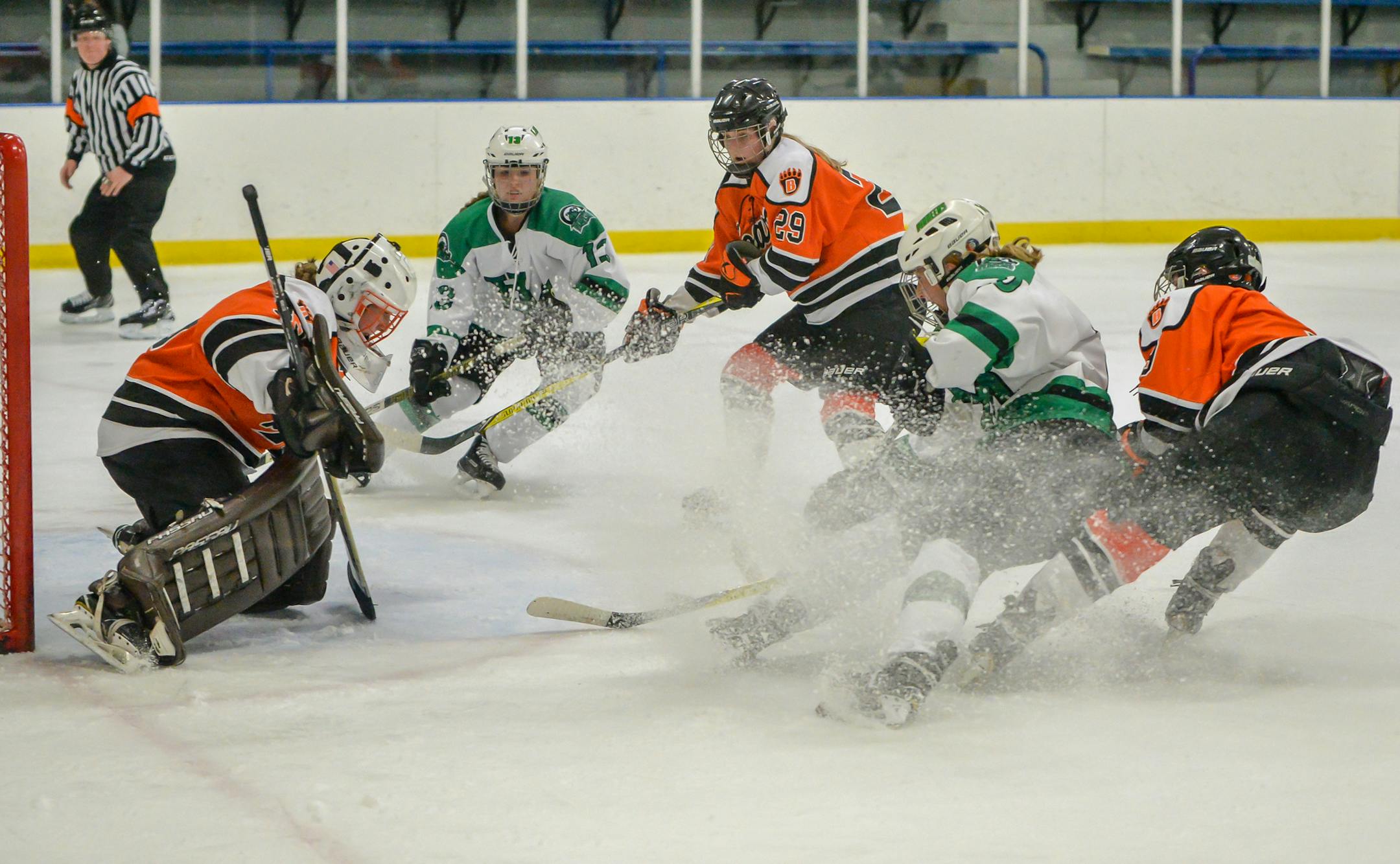 White Bear Lake goaltender Calla Frank. White Bear Lake vs Hill Murray. February 15, 2019. Photo By Earl J. Ebensteiner, SportsEngine