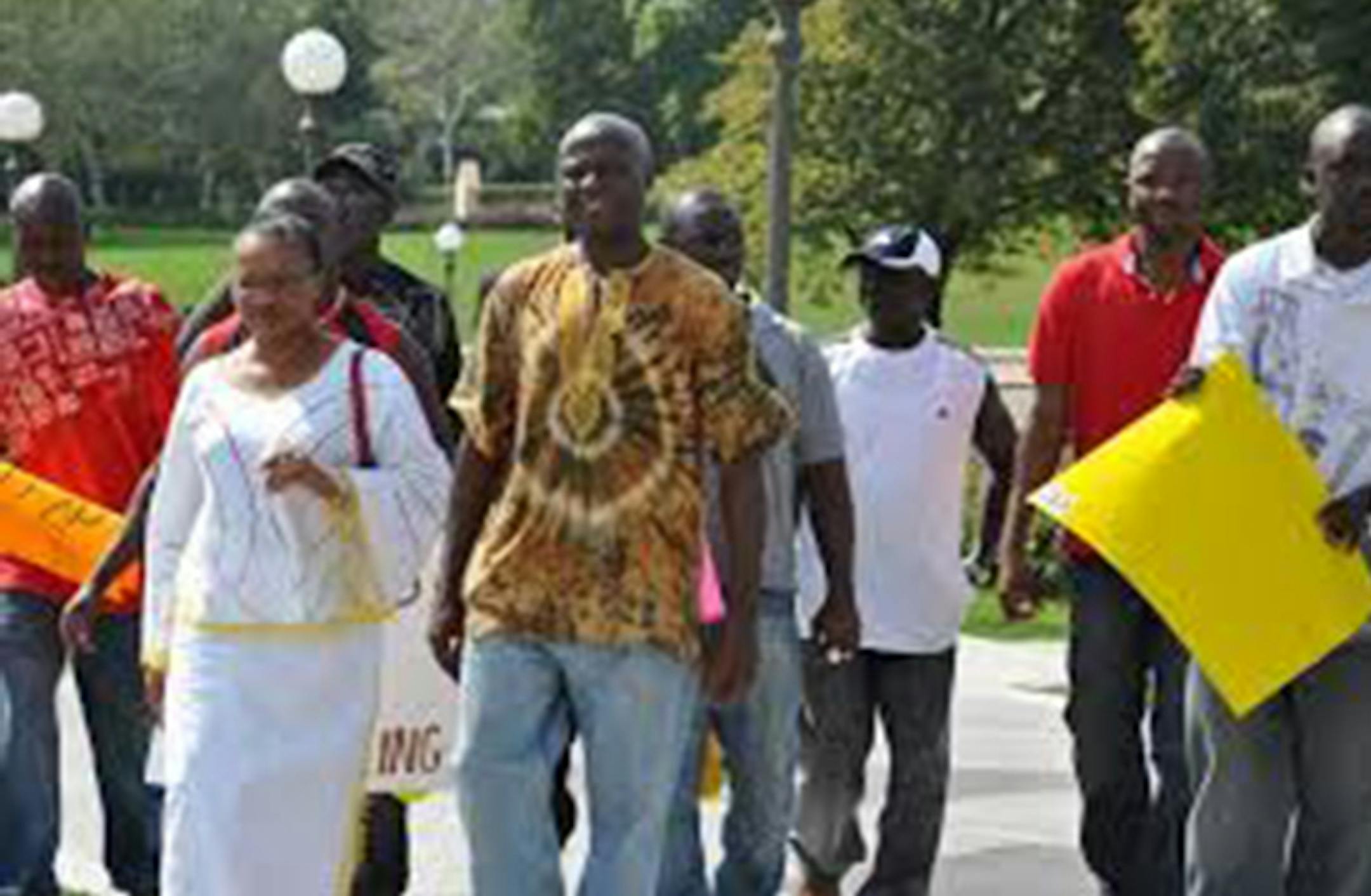 Fatou Jaw Manneh and friends on a demonstration against tyranny at the Capitol(St. Paul), after president Yaya Jammeh executes 9 inmates