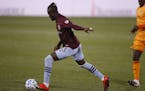 Colorado Rapids forward Kei Kamara (23) during the first half of an MLS soccer match Wednesday, Sept. 9, 2020, in Commerce City, Colo. (AP Photo/David
