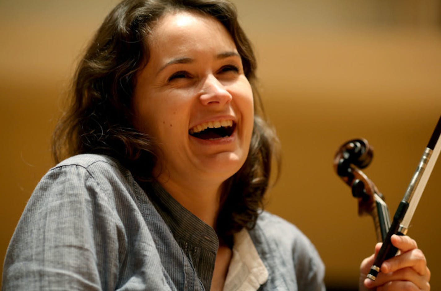 Moldovan violinist Patricia Kopatchinskaja, talked about her passion for music and the life a soloist in the practice space for the St. Paul Chamber Orchestra.   ] (KYNDELL HARKNESS/STAR TRIBUNE) kyndell.harkness@startribune.com  Moldovan violinist Patricia Kopatchinskaja, who begins her artistic partnership with the SPCO over the next two weeks  in St Paul , Min., Tuesday, November 19,  2014.