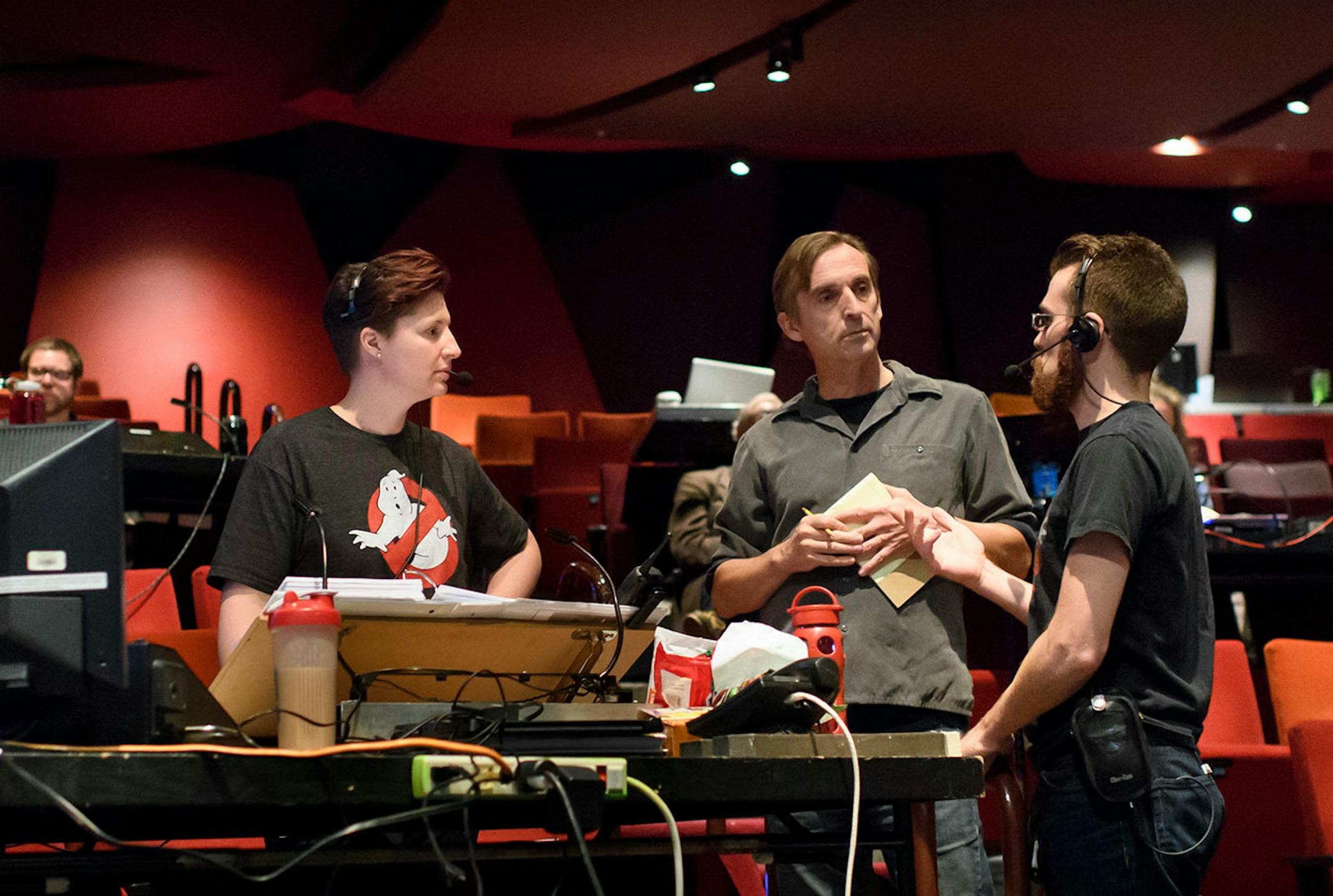 Michele Hossle, stage manager for "A Christmas Carol" with director Joe Chvala and assistant stage manager Jason Clusman at the Guthrie Theater. ] GLEN STUBBE * gstubbe@startribune.com They are one of the most-important cogs in a theatrical production, yet can anyone really say they know what stage managers do? This is the person who makes sure everyone is on time, who calls the cues, who manages the show once it is up and running and the director has moved on, who handles the schedules, communi