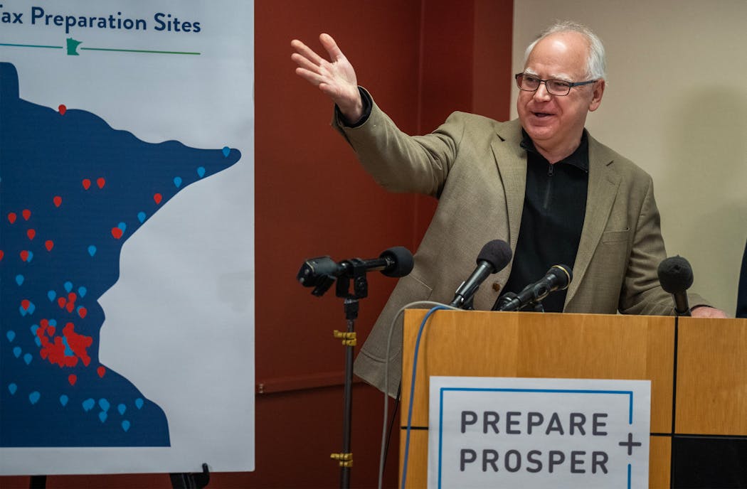 Gov. Tim Walz said the goal of the tax credit is to cut child poverty by a third in Minnesota. 