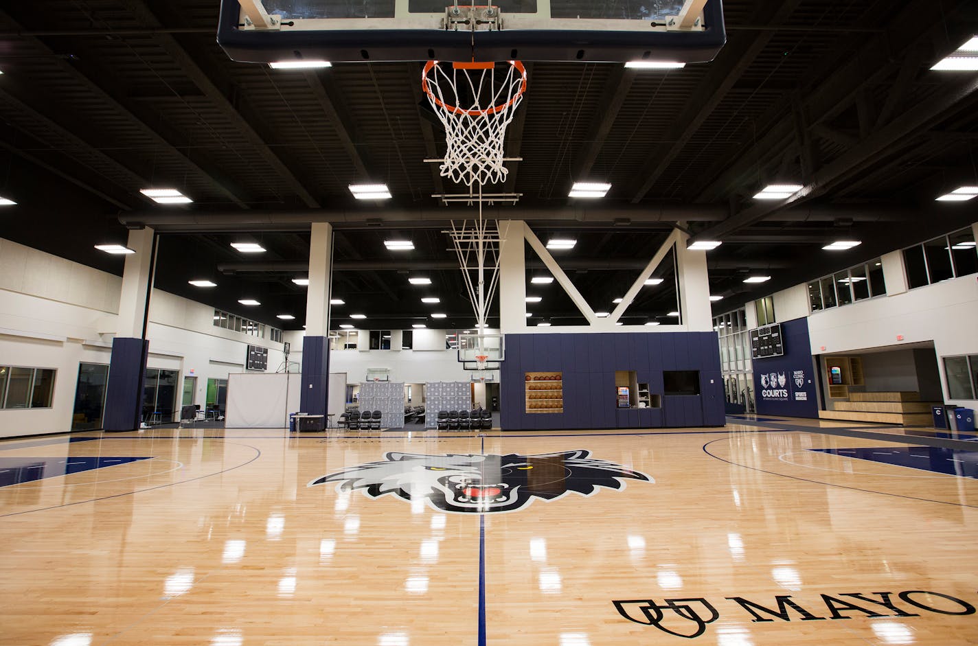 Mayo Clinic Square in downtown Minneapolis, practice home for the Wolves and Lynx, remains empty while teams standby during the COVID-19 pandemic.