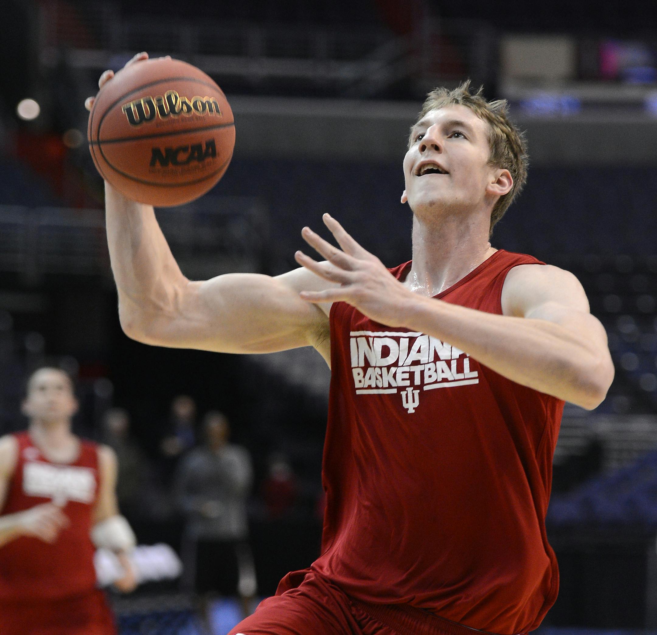 Indiana forward Cody Zeller (40) takes the ball to the hoop during a shoot around for the NCAA Men's Basketball East Regional at the Verizon Center in Washington, D.C., Wednesday, March 27, 2013. (Chuck Myers/MCT) ORG XMIT: 1136733 ORG XMIT: MIN1303271624381708