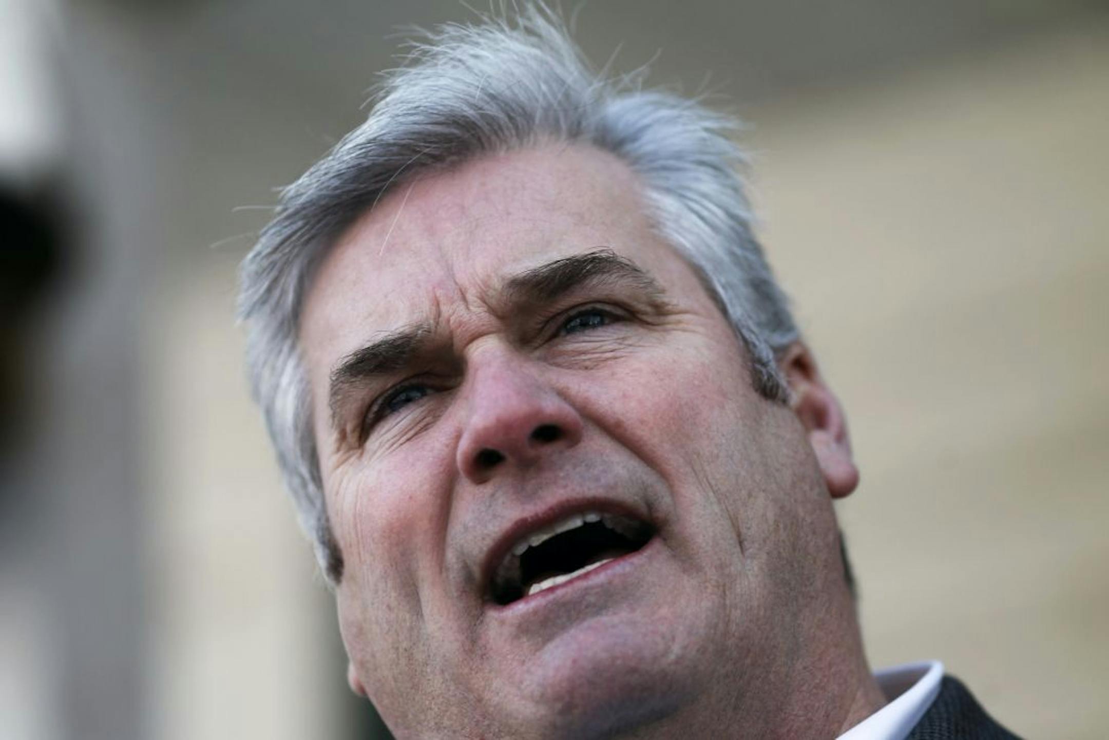 At GOP gubernatorial candidate Tom Emmer's home, Tom Emmer surrounded by his wife Jacquie, sons, and his daughter Katie and his sons announced that he was giving up his bid for the governorship.