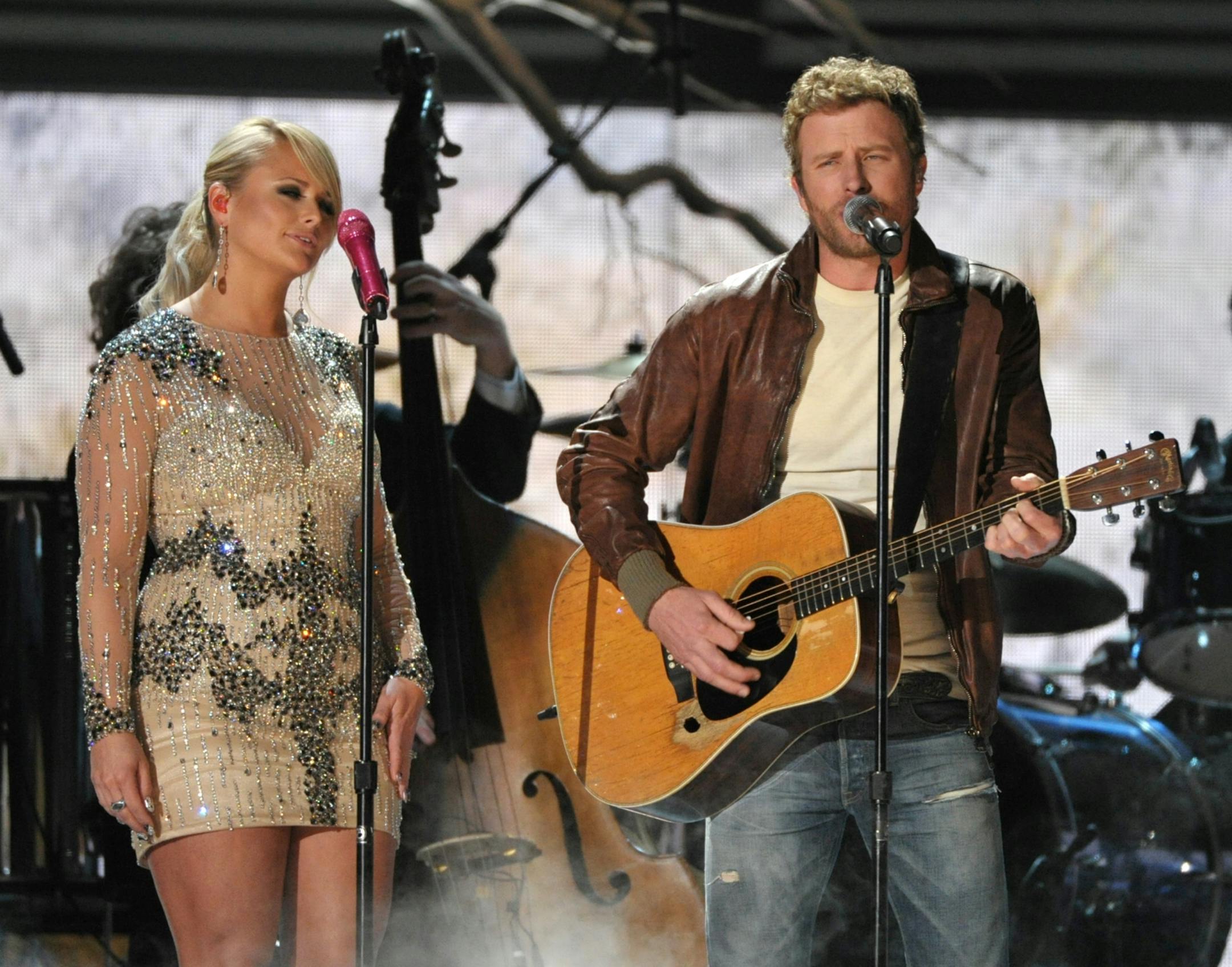 Miranda Lambert, left, and Dierks Bentley perform at the 55th annual Grammy Awards on Sunday, Feb. 10, 2013, in Los Angeles.