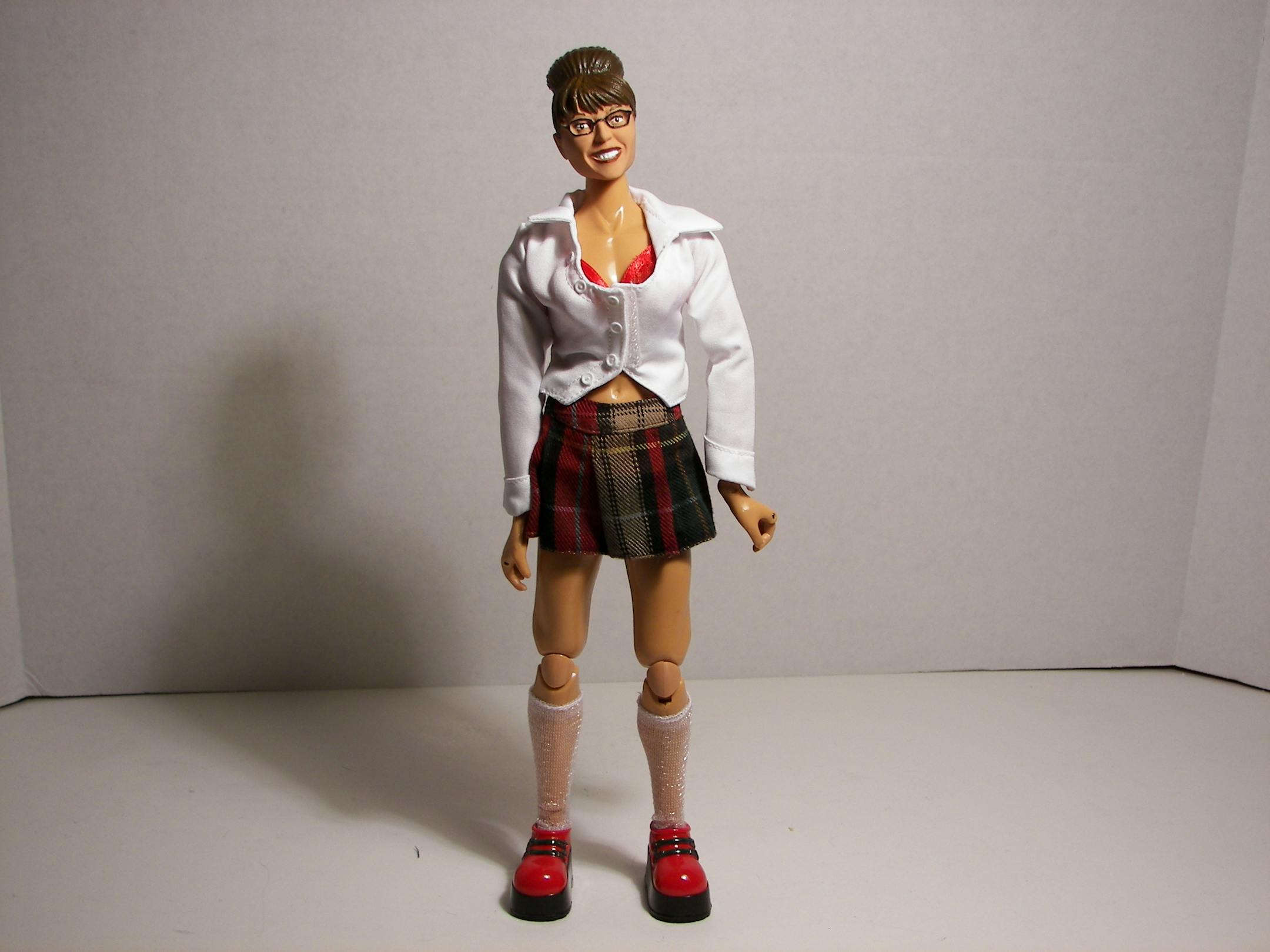 The Sarah Palin doll as a school girl by Herobuilders.com.