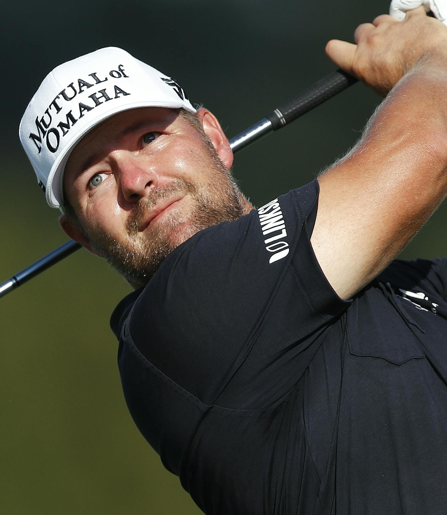 Ryan Moore hits from the tee on the 16th hole during the final round of play at the Tour Championship golf tournament at East Lake Golf Club Sunday, Sept. 25, 2016, in Atlanta. (AP Photo/John Bazemore) ORG XMIT: GAJB10