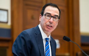 FILE - Treasury Secretary Steven Mnuchin testifies before a House Financial Services Committee hearing on Capitol Hill in Washington, Dec. 2, 2020. Th