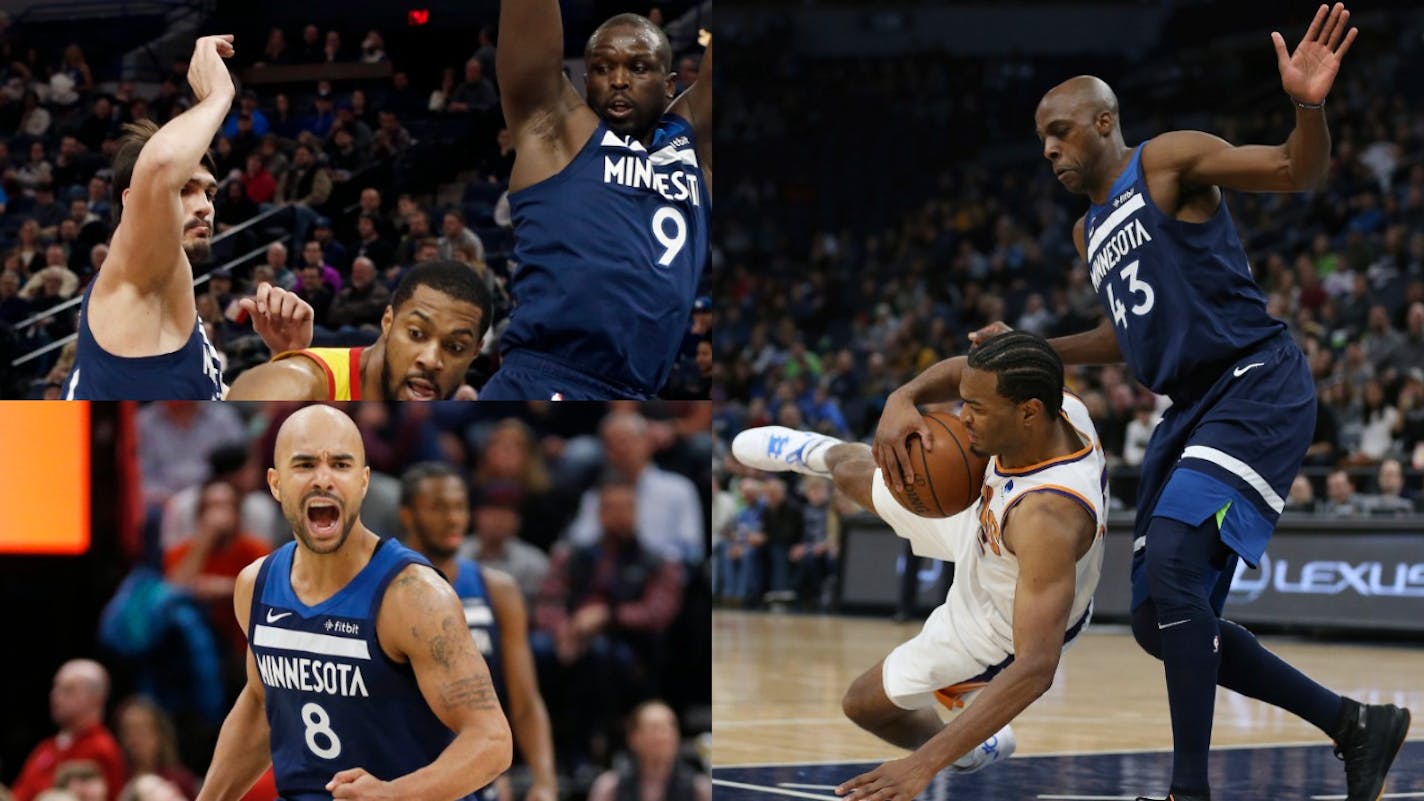 Clockwise from right, Anthony Tolliver, Jerryd Bayless and Luol Deng (9) have gone from playing little to logging heavy minutes for the injury-ravaged Timberwolves.