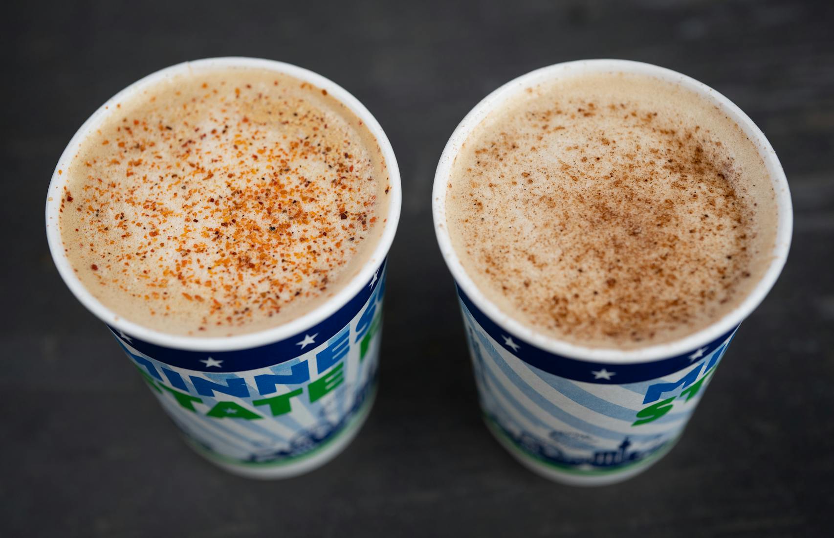 Chili Lime & Agave Latte and Cardamom Turkish Spice Latte from French Meadow New foods at the Minnesota State Fair photographed on Thursday, Aug. 25, 2022 in Falcon Heights, Minn. ] RENEE JONES SCHNEIDER • renee.jones@startribune.com